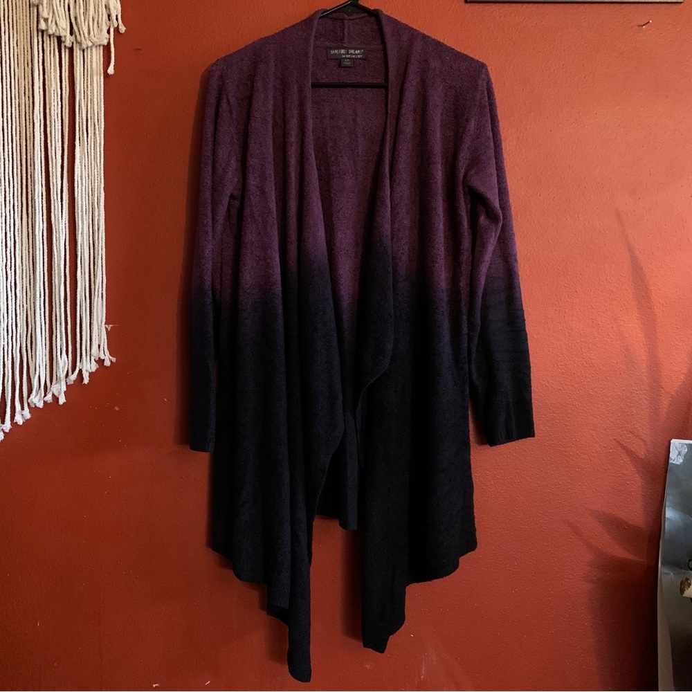 Barefoot Dreams Bamboo Chic Lite Purple Ombre Calypso Knit Cardigan Wrap S/M